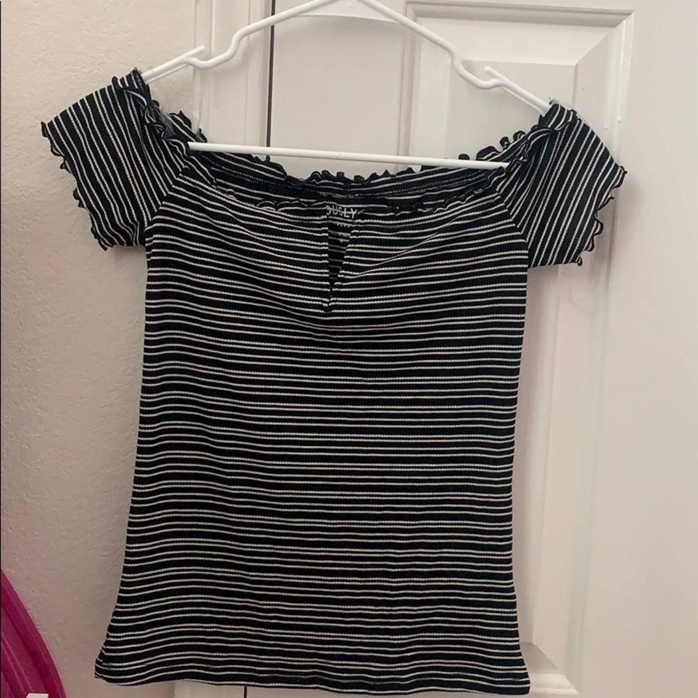 Aeropostale black and white off the shoulder top